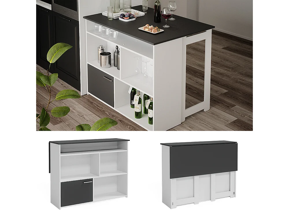 Bartisch anthrazit/weiß 116x37x90.5 dominic