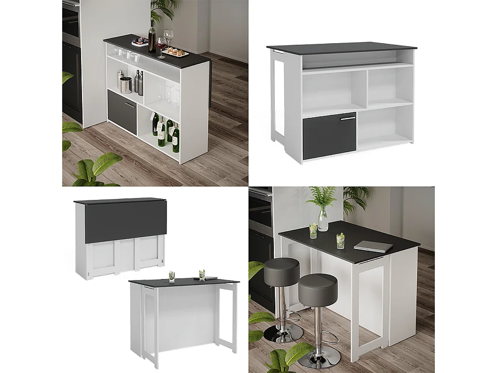 Bartisch anthrazit/weiß 116x37x90.5 dominic