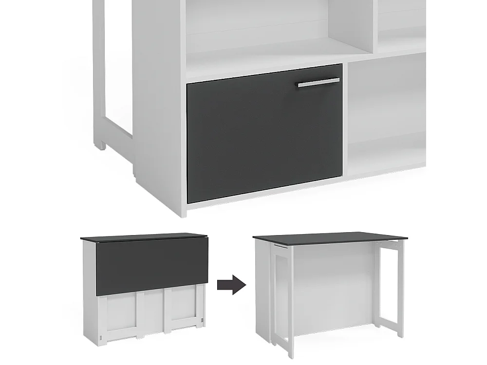 Table de bar anthracite/blanc 116x37x90.5 dominic