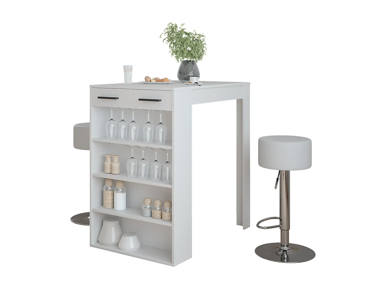 Set de table de bar blanc 67x100x106 repose