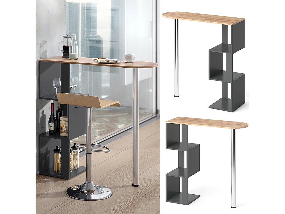 Table de bar chêne de force doré 113x39.8x111.8 vincent