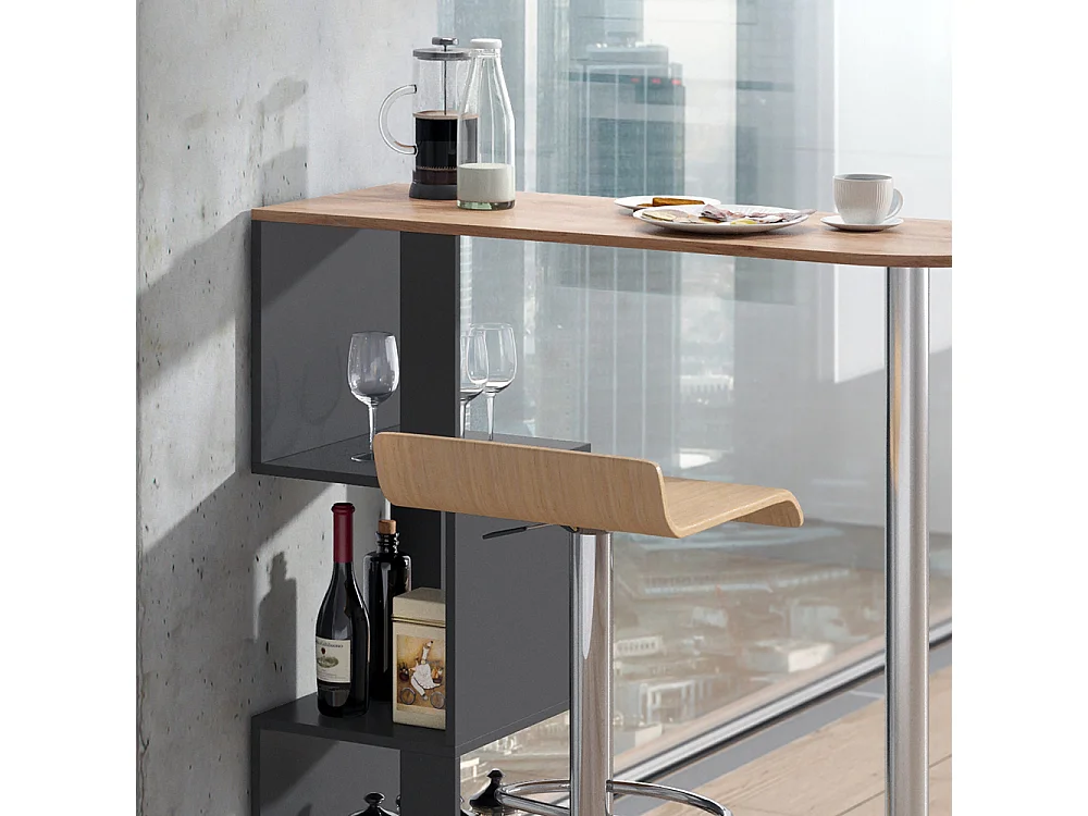 Table de bar chêne de force doré 113x39.8x111.8 vincent