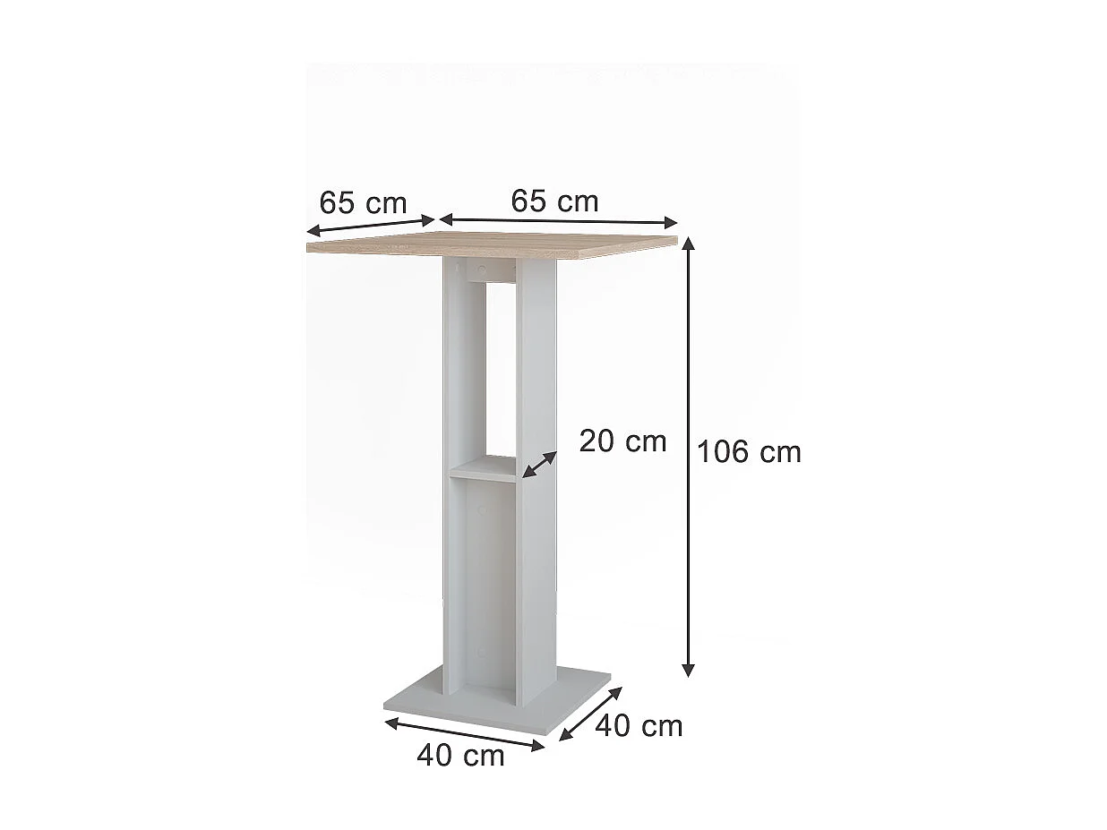 Table de bar blanc/sonoma 65x65x106 repose