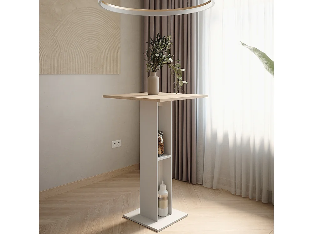Table de bar blanc/sonoma 65x65x106 repose