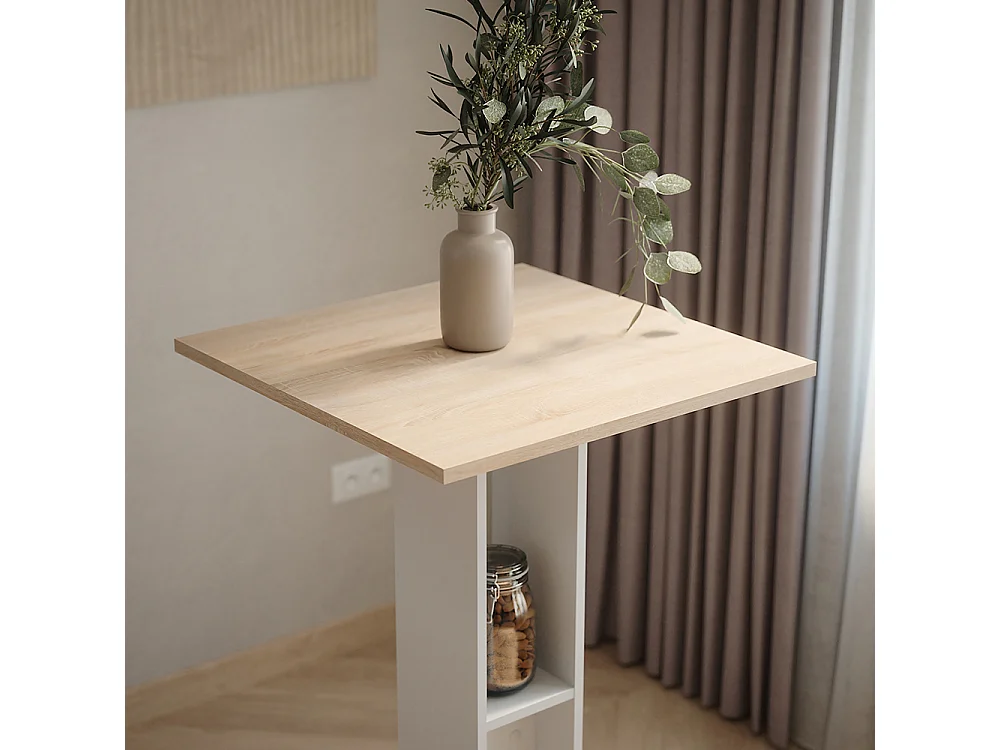 Table de bar blanc/sonoma 65x65x106 repose