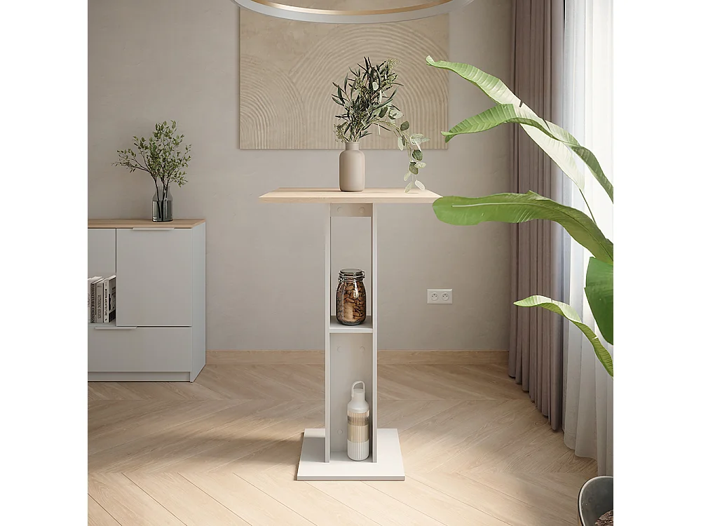 Table de bar blanc/sonoma 65x65x106 repose