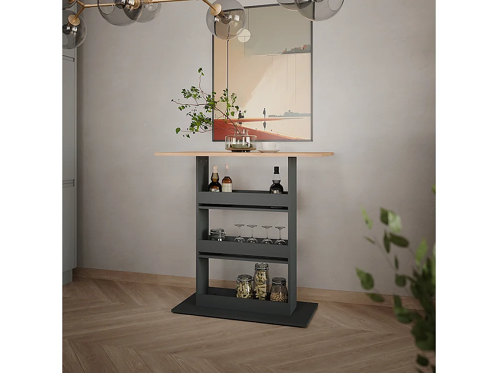 Table de bar chêne doré/anthracite 110x55x106 repose