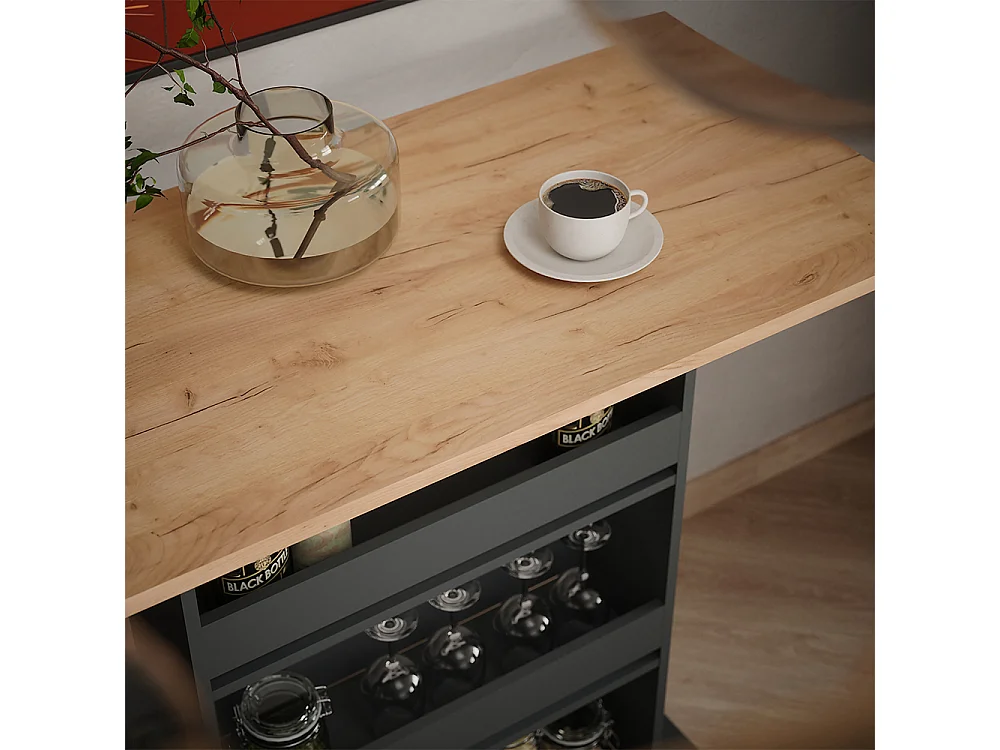 Table de bar chêne doré/anthracite 110x55x106 repose