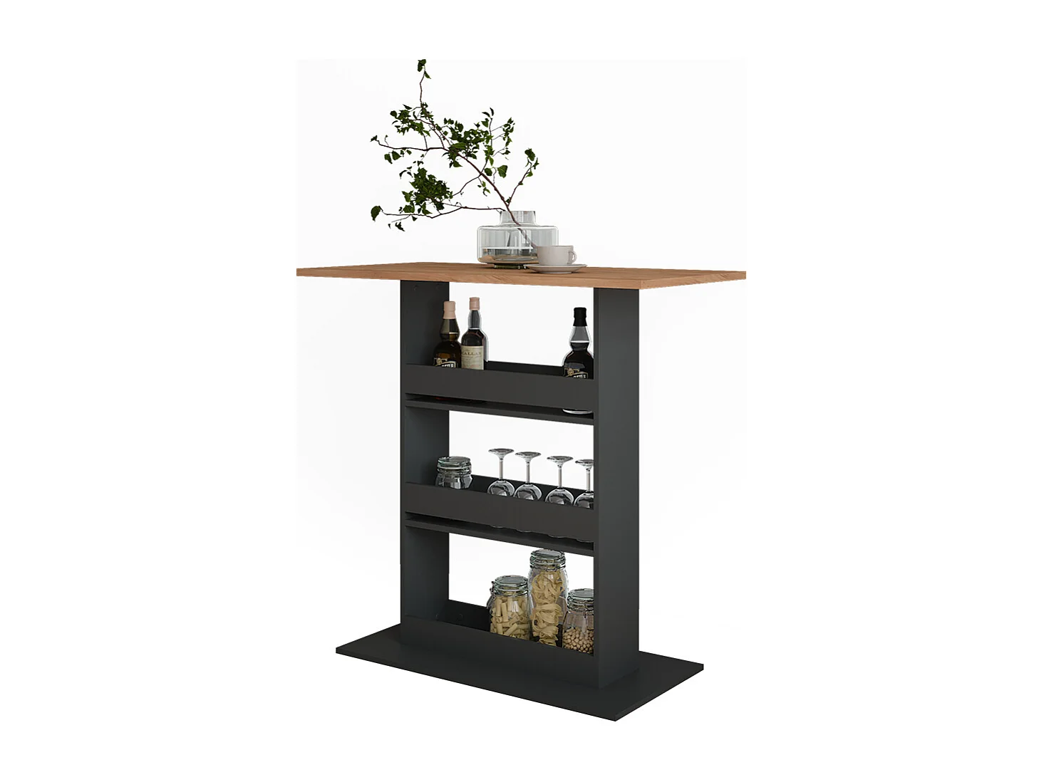 Table de bar chêne doré/anthracite 110x55x106 repose