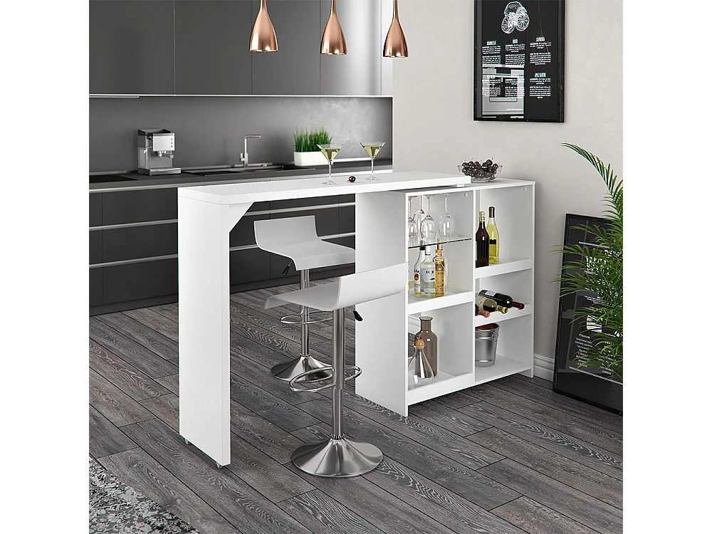 Mesa de bar branco 138x39x110.4 vega