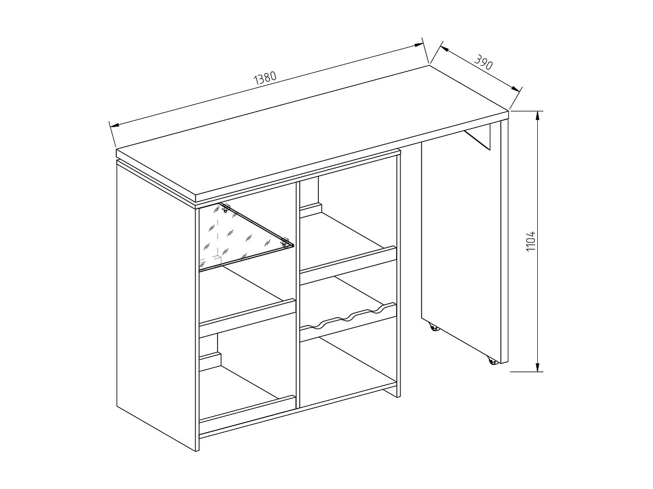 Mesa de bar branco 138x39x110.4 vega