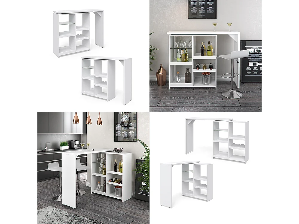 Mesa de bar branco 138x39x110.4 vega