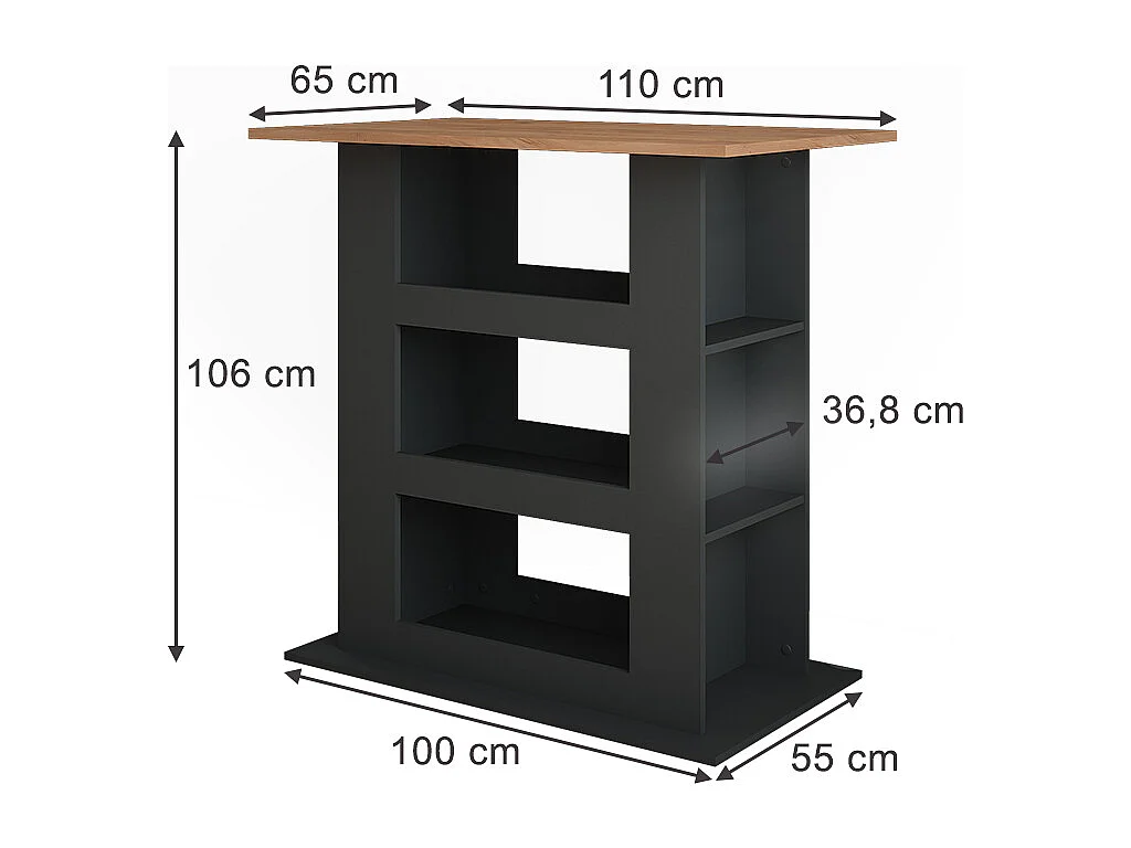Bar table gold power oak/anthracite 110x65x106 repose