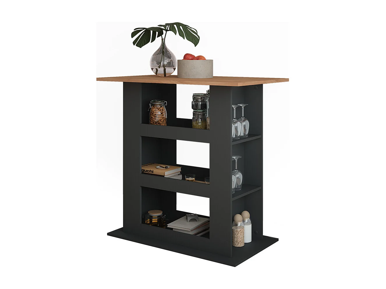 Bar table gold power oak/anthracite 110x65x106 repose