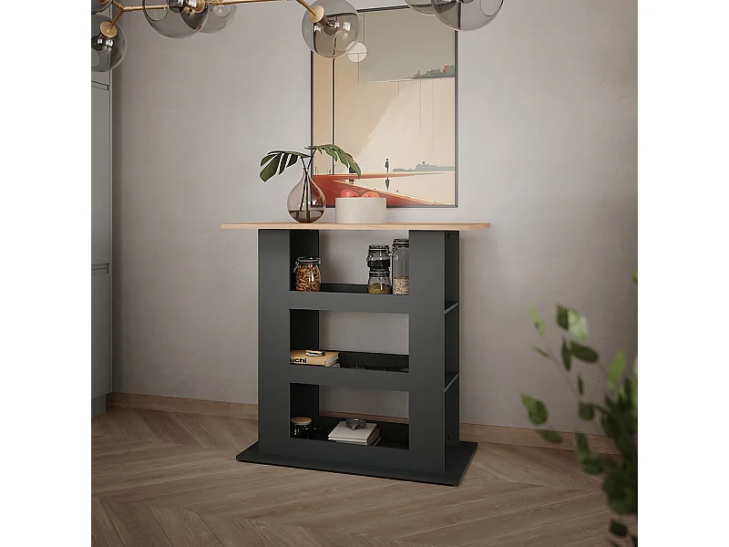 Table de bar chêne doré/anthracite 110x65x106 repose