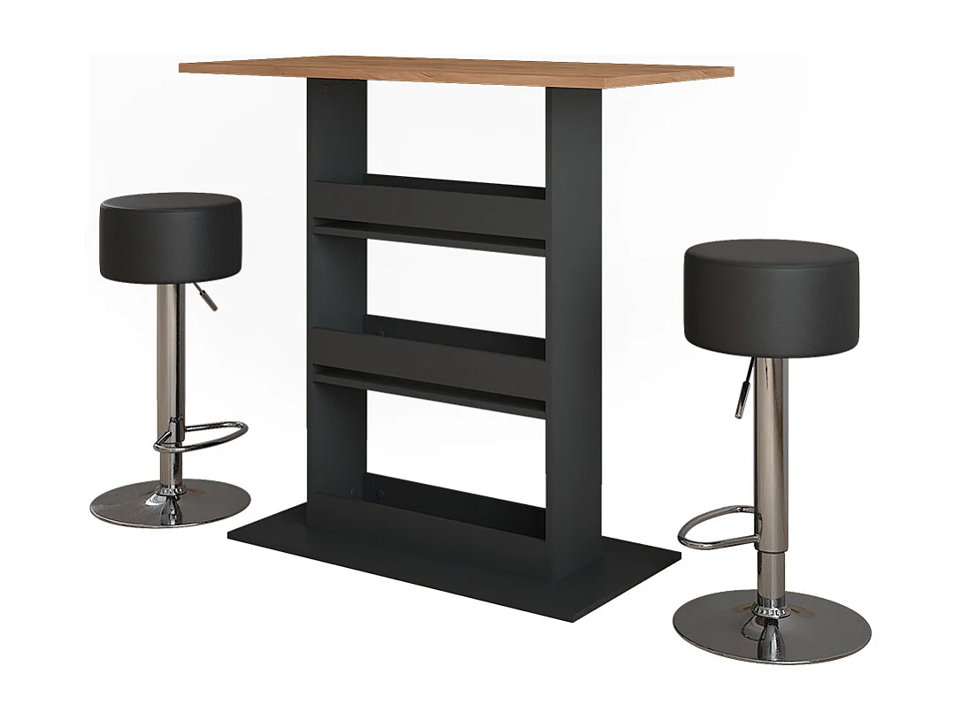 Bar table set gold power oak/anthracite 110x55x106 repose