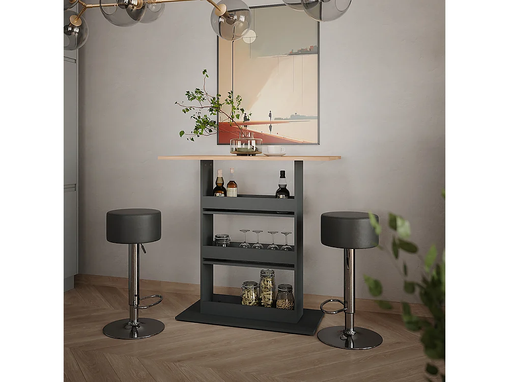 Bar table set gold power oak/anthracite 110x55x106 repose