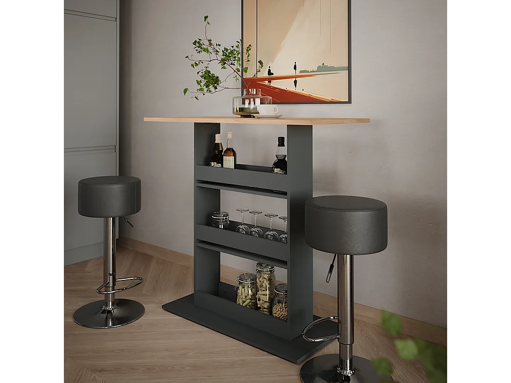 Bar table set gold power oak/anthracite 110x55x106 repose