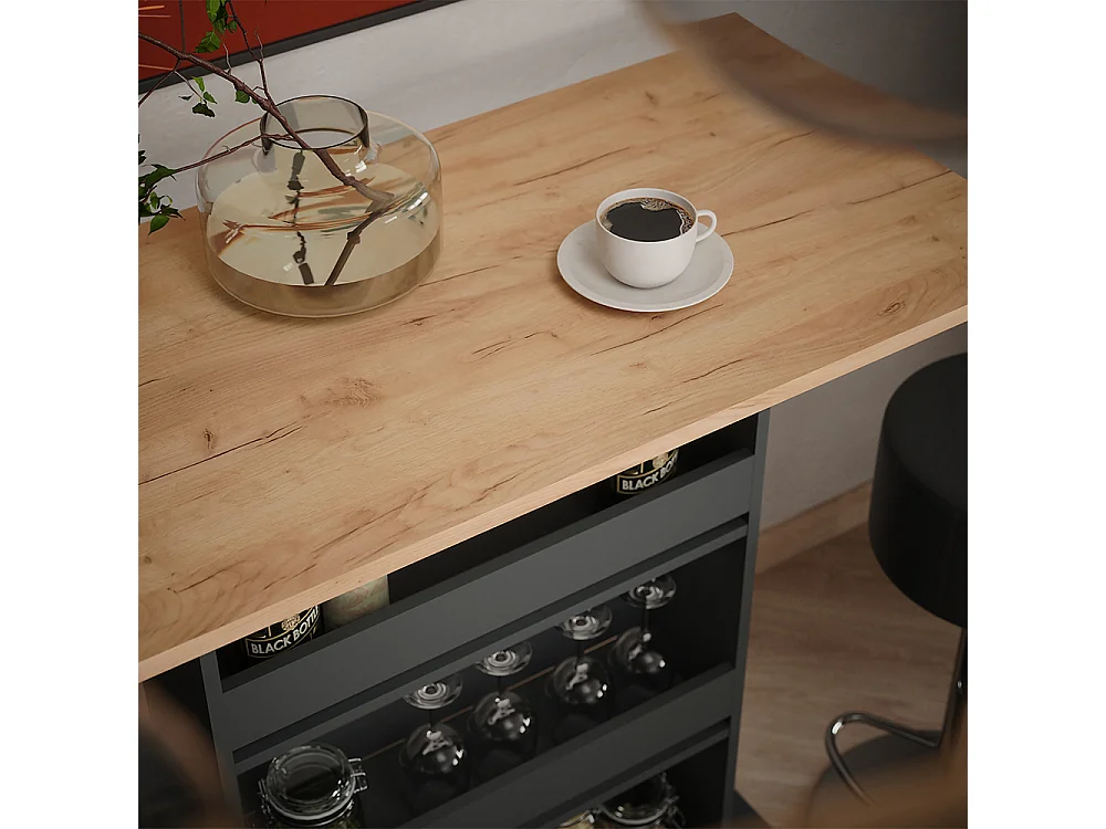 Bar table set gold power oak/anthracite 110x55x106 repose
