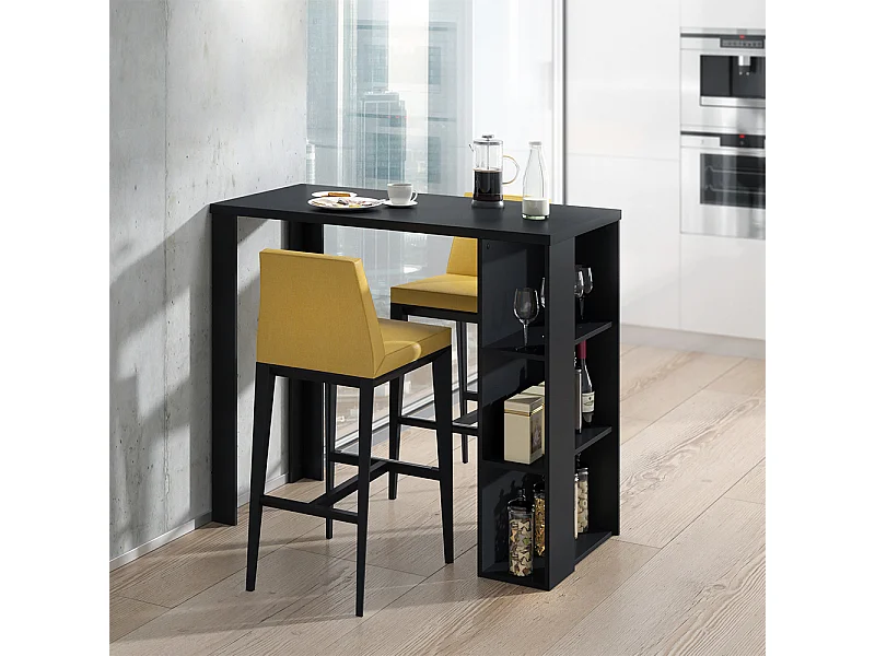 Tavolo bar alto nero 120x60x105.6 noel