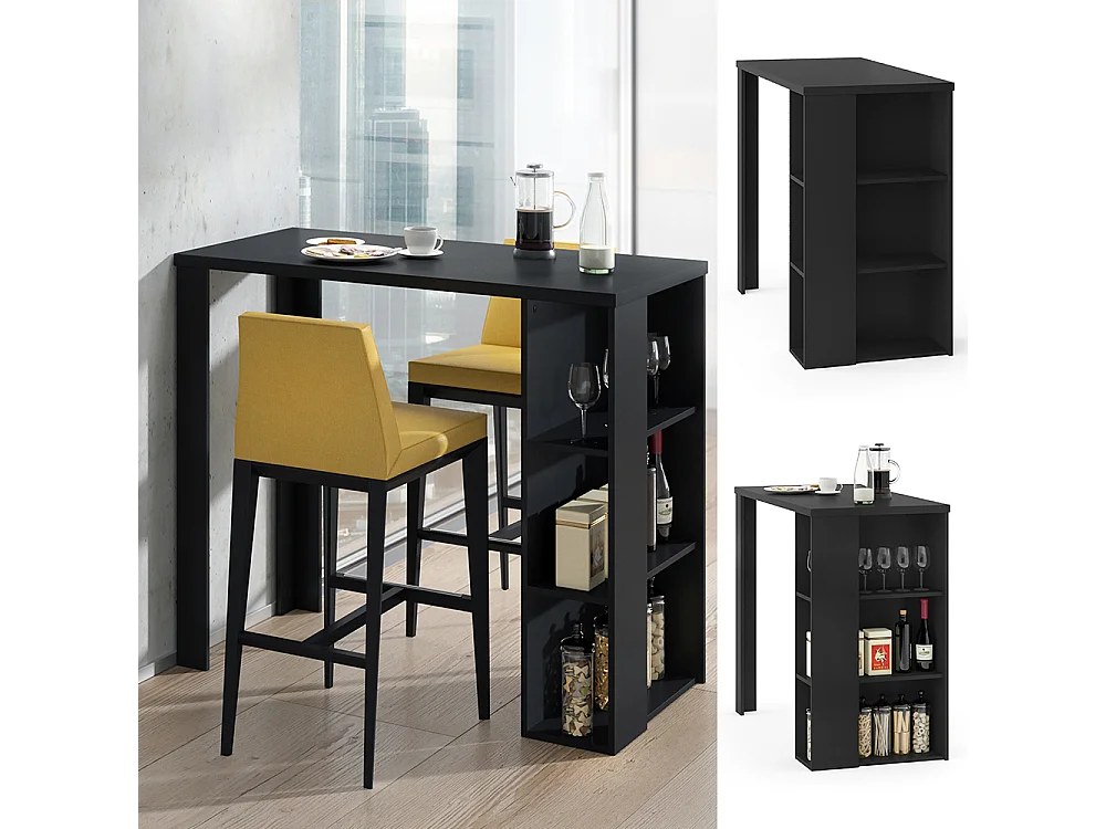 Tavolo bar alto nero 120x60x105.6 noel