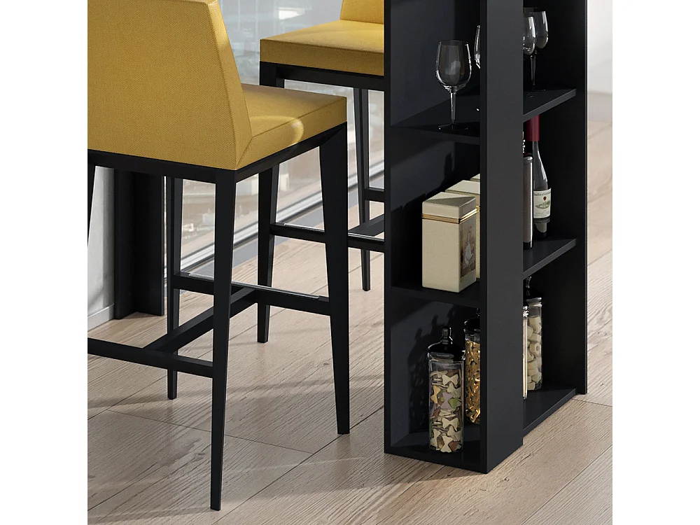 Tavolo bar alto nero 120x60x105.6 noel