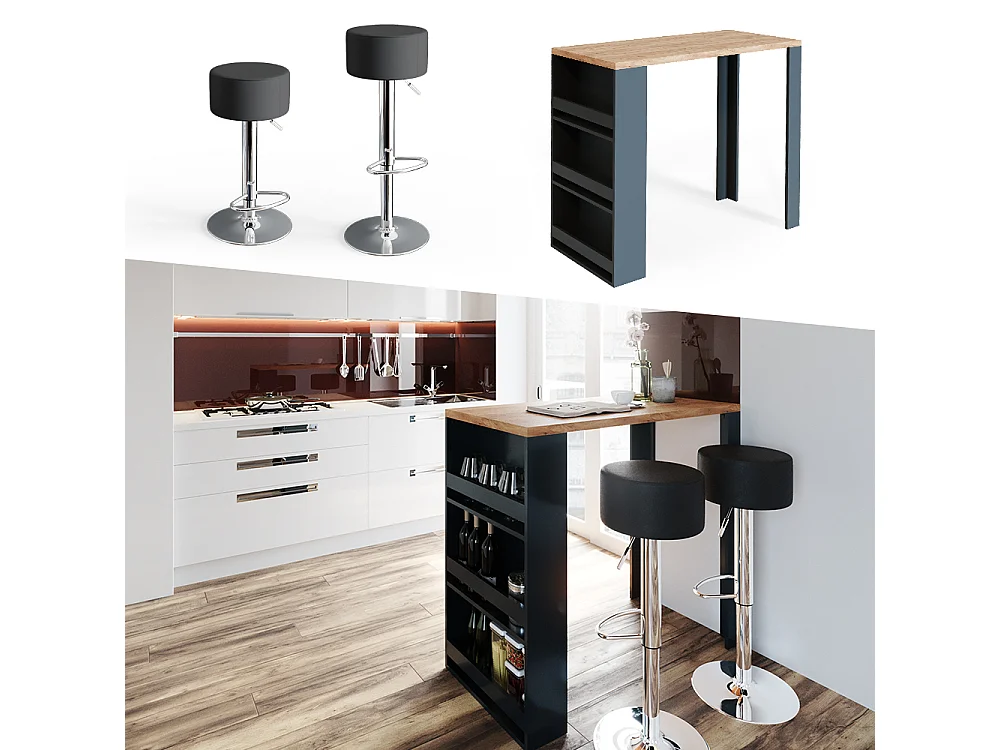 Bartisch-Set eiche 57x117x106