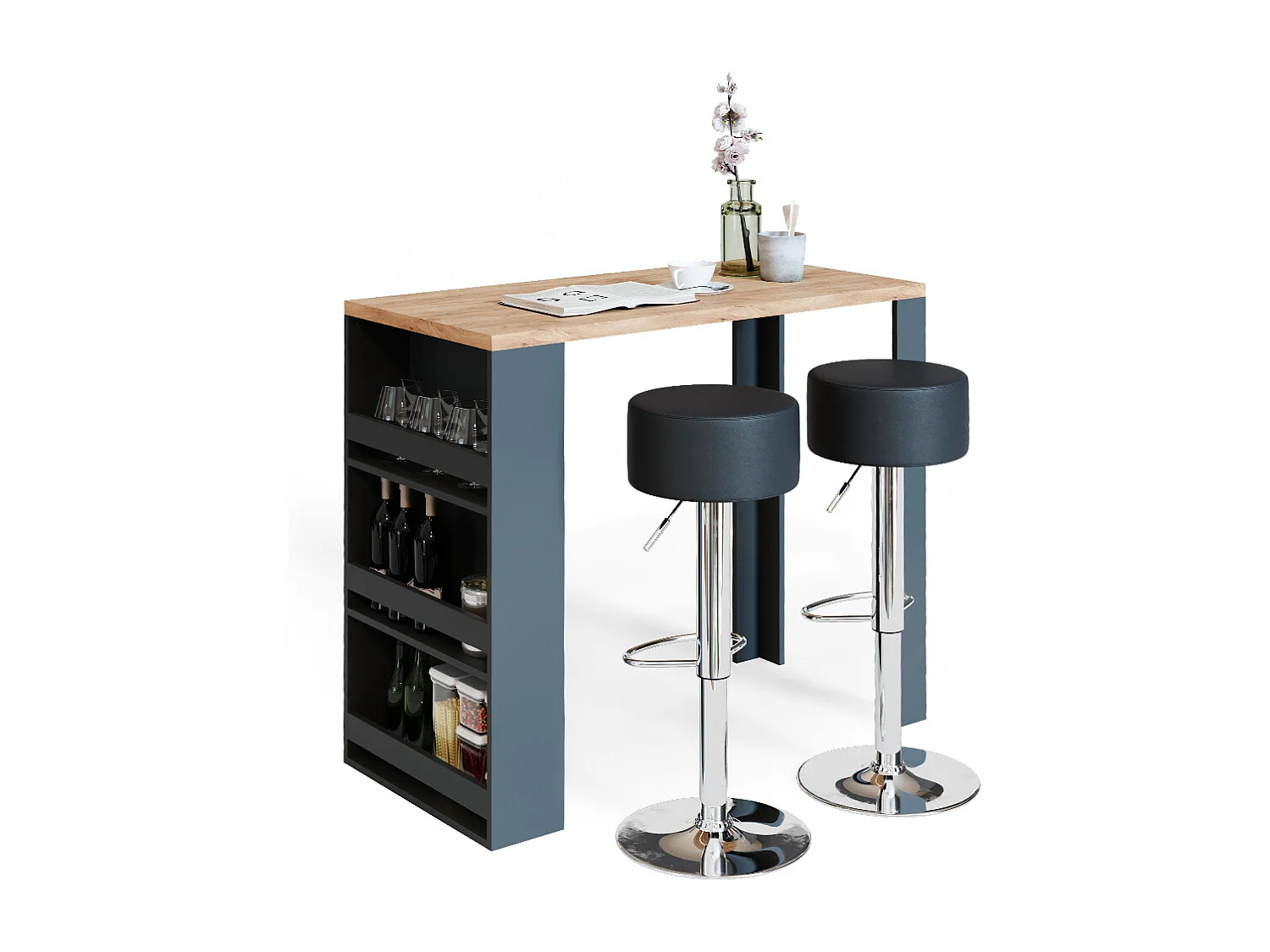 Bartisch-Set eiche 57x117x106