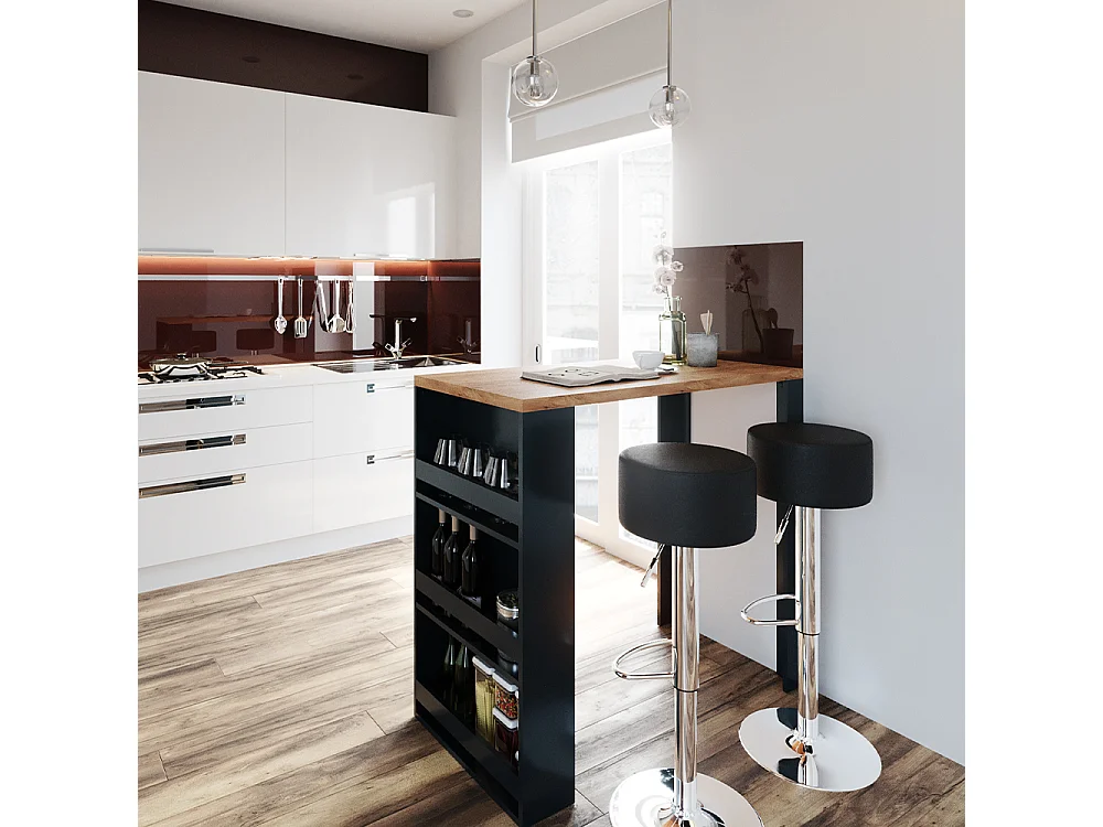 Tavolo bar con sgabelli rovere 57x117x106