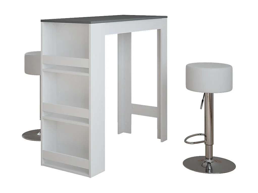 tavolo bar con sgabelli bianco/antracite 45x110x106 repose