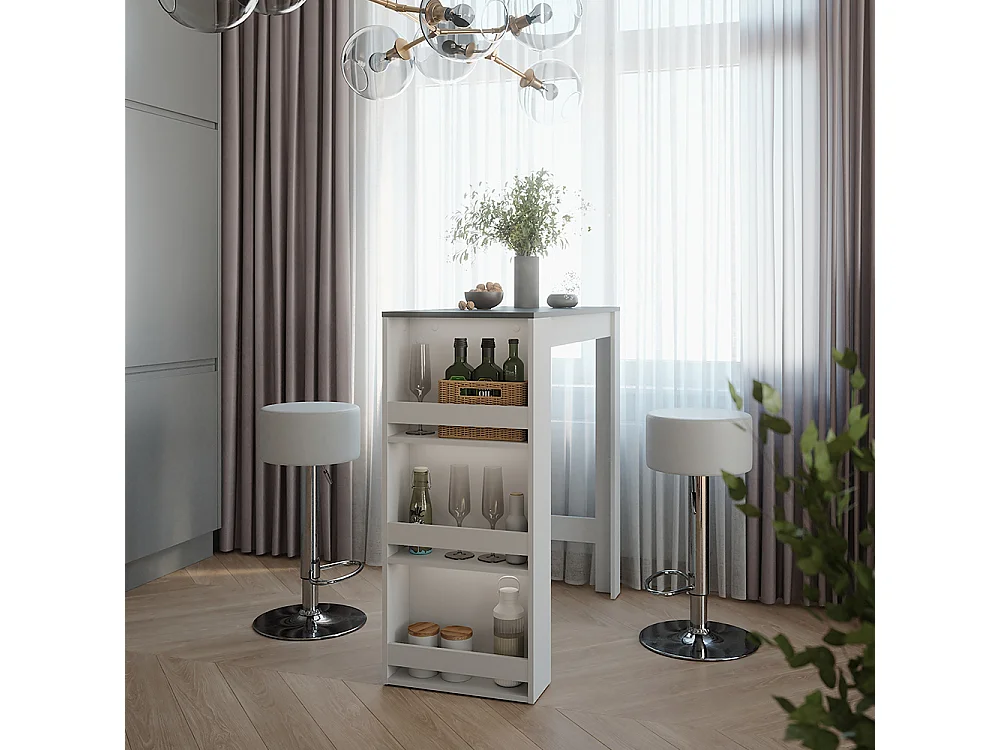 Set de table de bar blanc/anthracite 45x110x106 repose