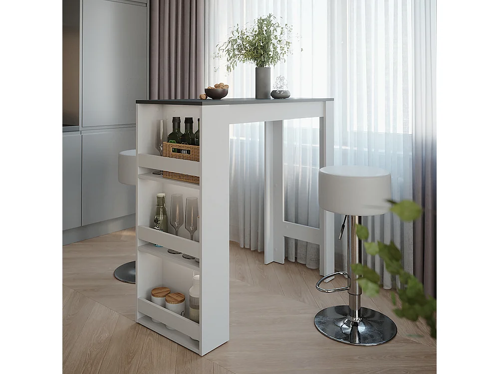 Set de table de bar blanc/anthracite 45x110x106 repose