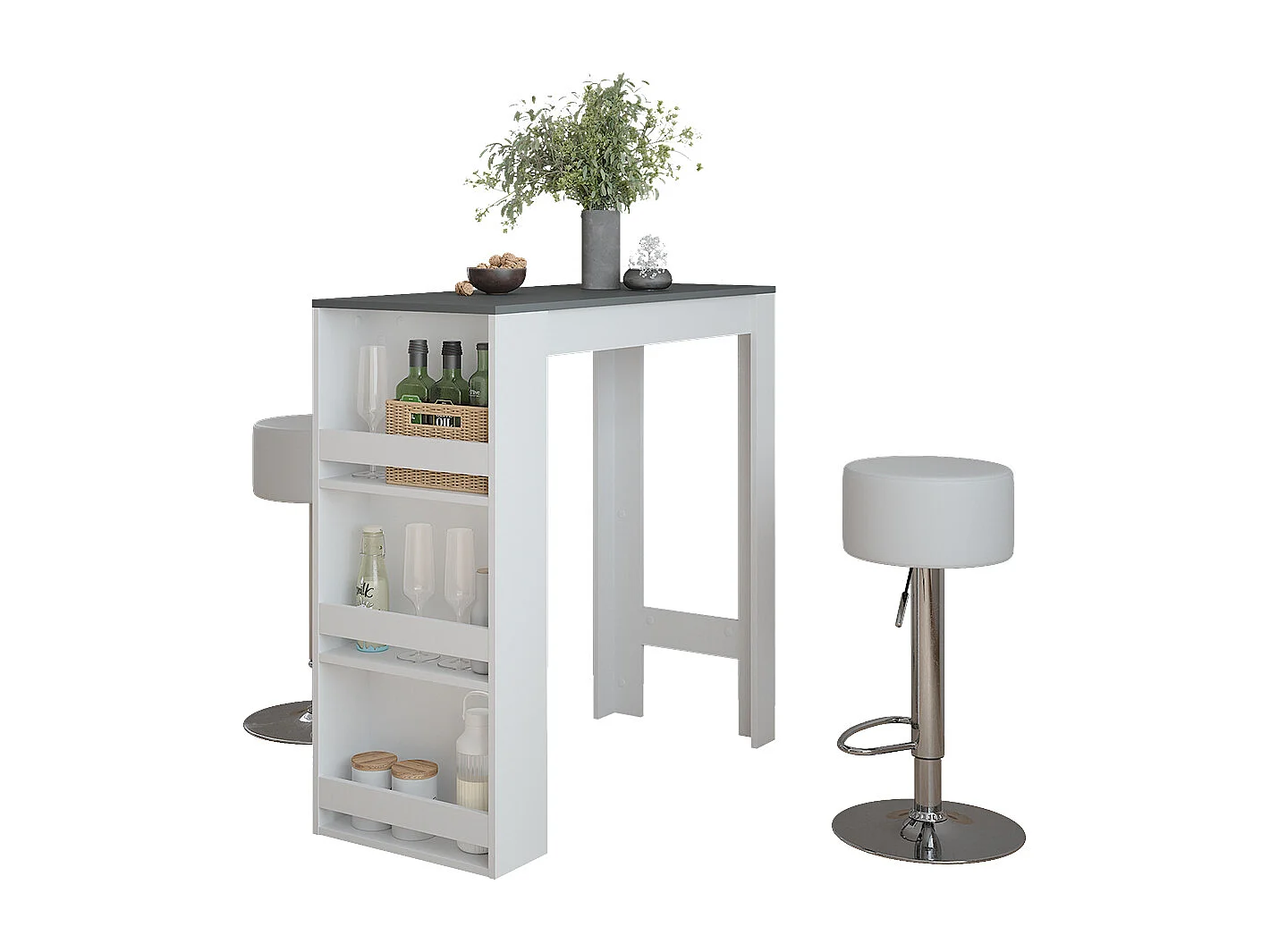 Set de table de bar blanc/anthracite 45x110x106 repose