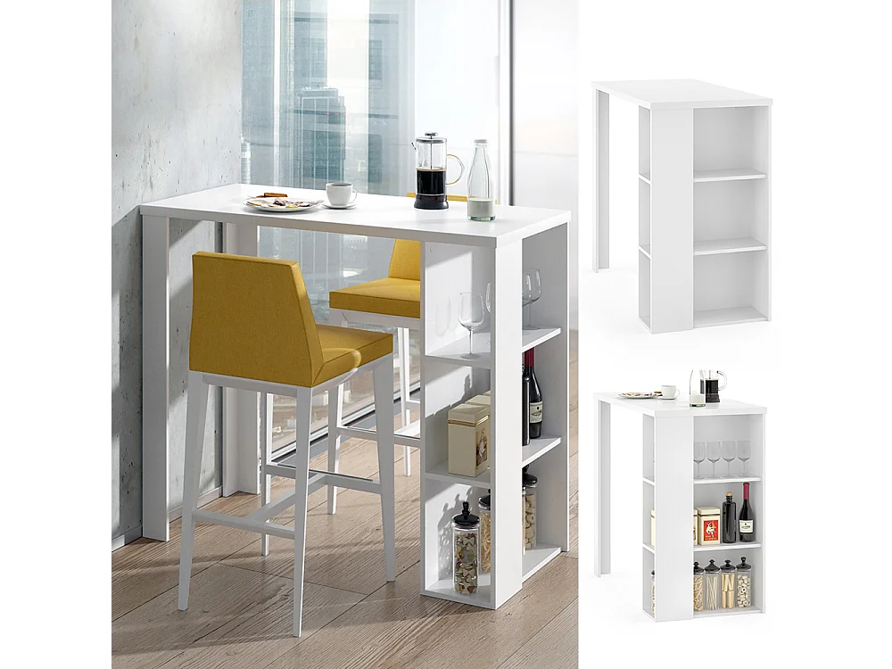 Table de bar blanc 120x60x105.6 noel