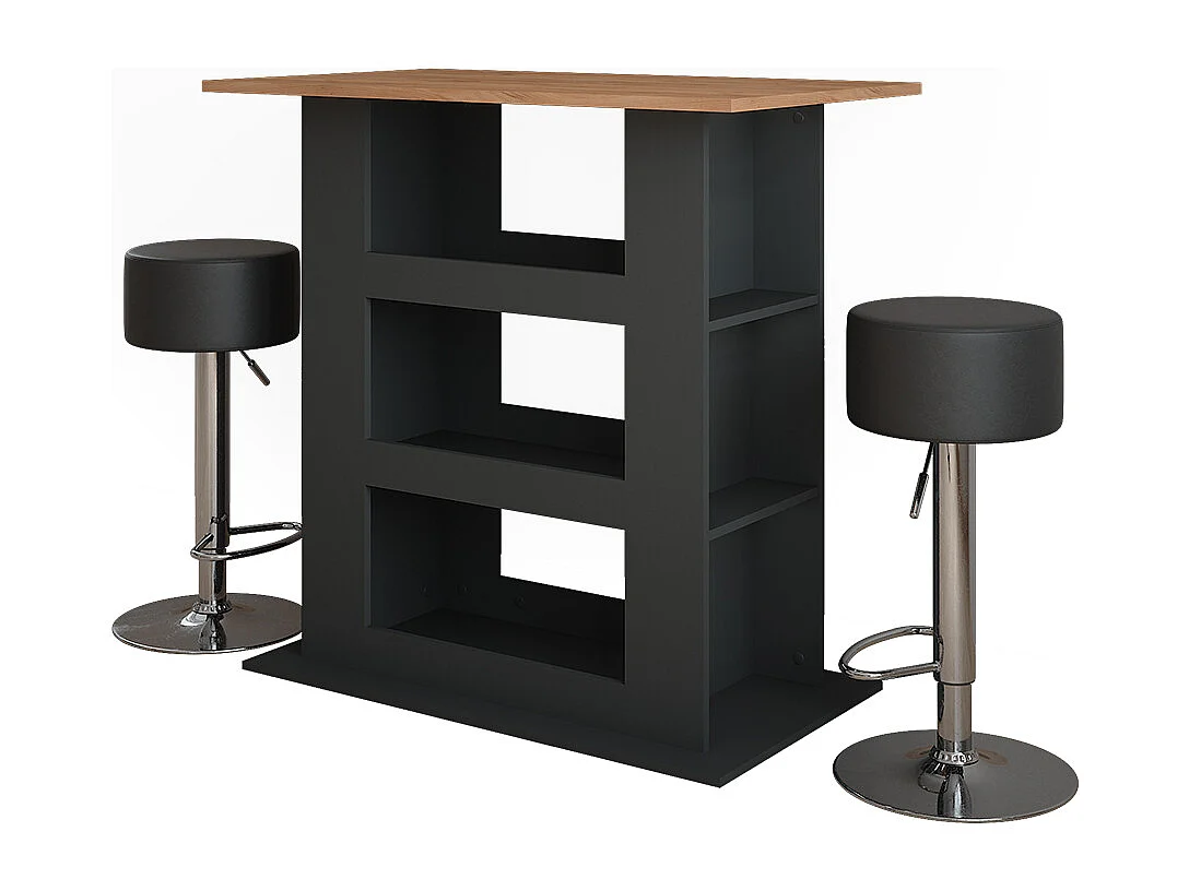 tavolo bar con sgabelli quercia dorata/antracite 110x65x106 repose