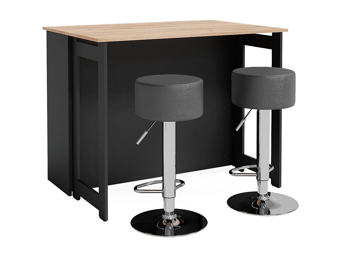 Set de tables de bar chêne doré/anthracite 116x37x90.5 dominic