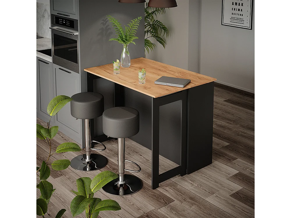 Set de tables de bar chêne doré/anthracite 116x37x90.5 dominic