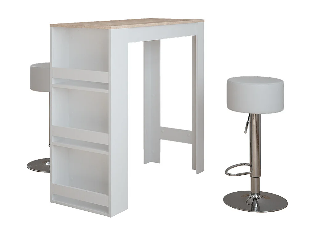tavolo bar con sgabelli bianco/sonoma 45x110x106 repose