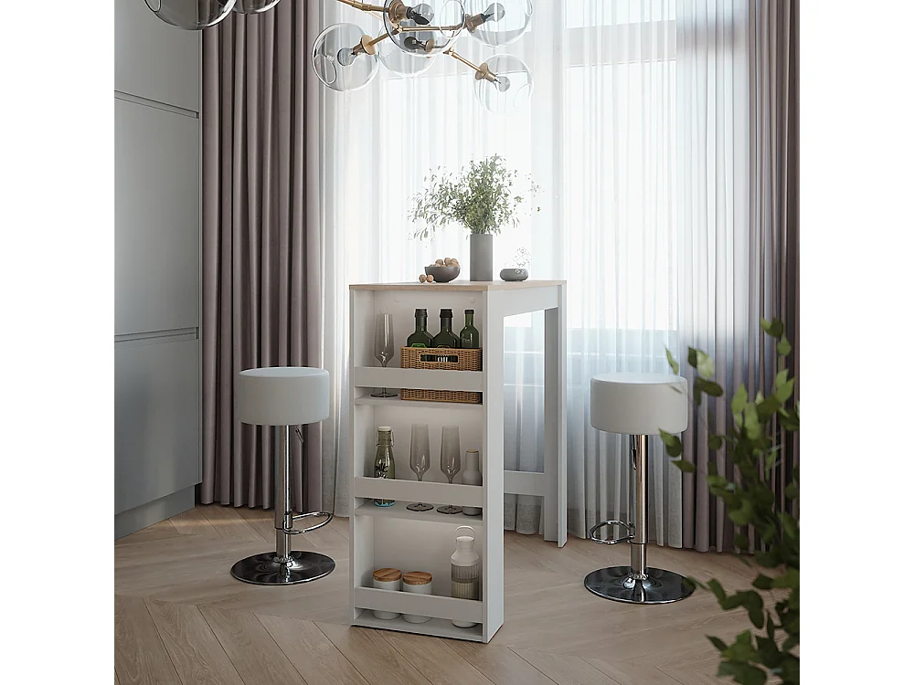 Bar table set white/sonoma 45x110x106 repose