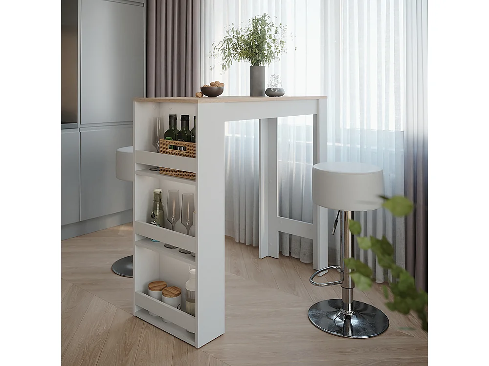Bar table set white/sonoma 45x110x106 repose