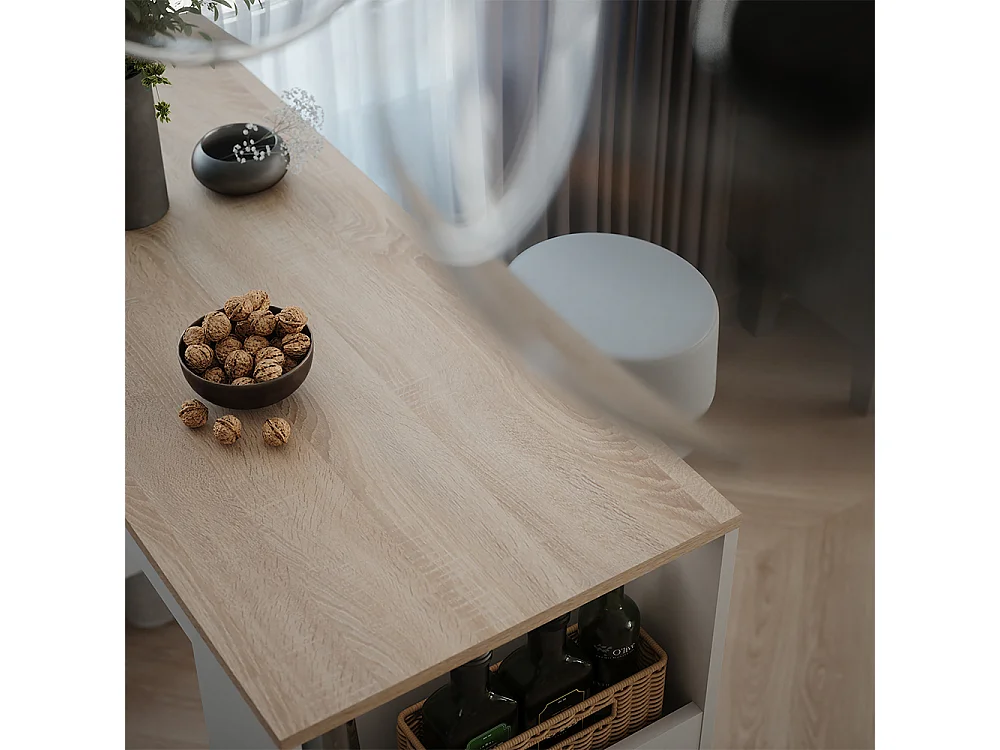 Bar table set white/sonoma 45x110x106 repose