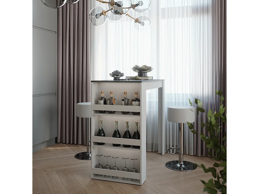 tavolo bar con sgabelli bianco/antracite 57x117x106 repose