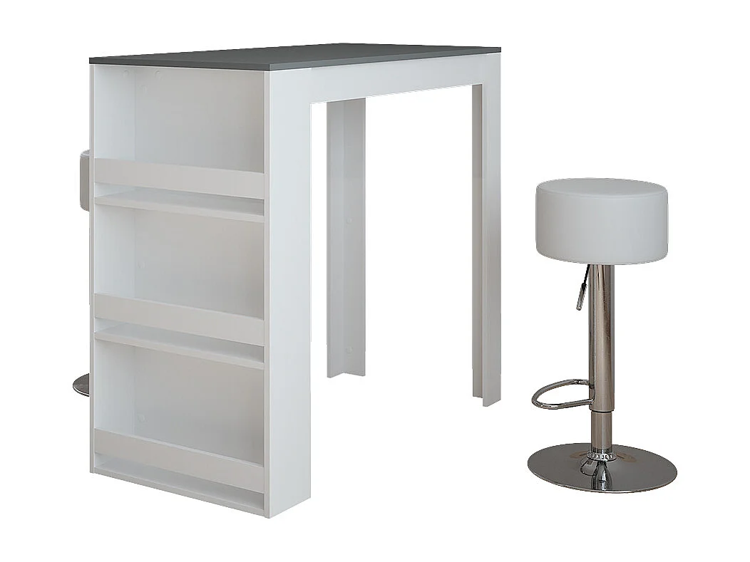 tavolo bar con sgabelli bianco/antracite 57x117x106 repose