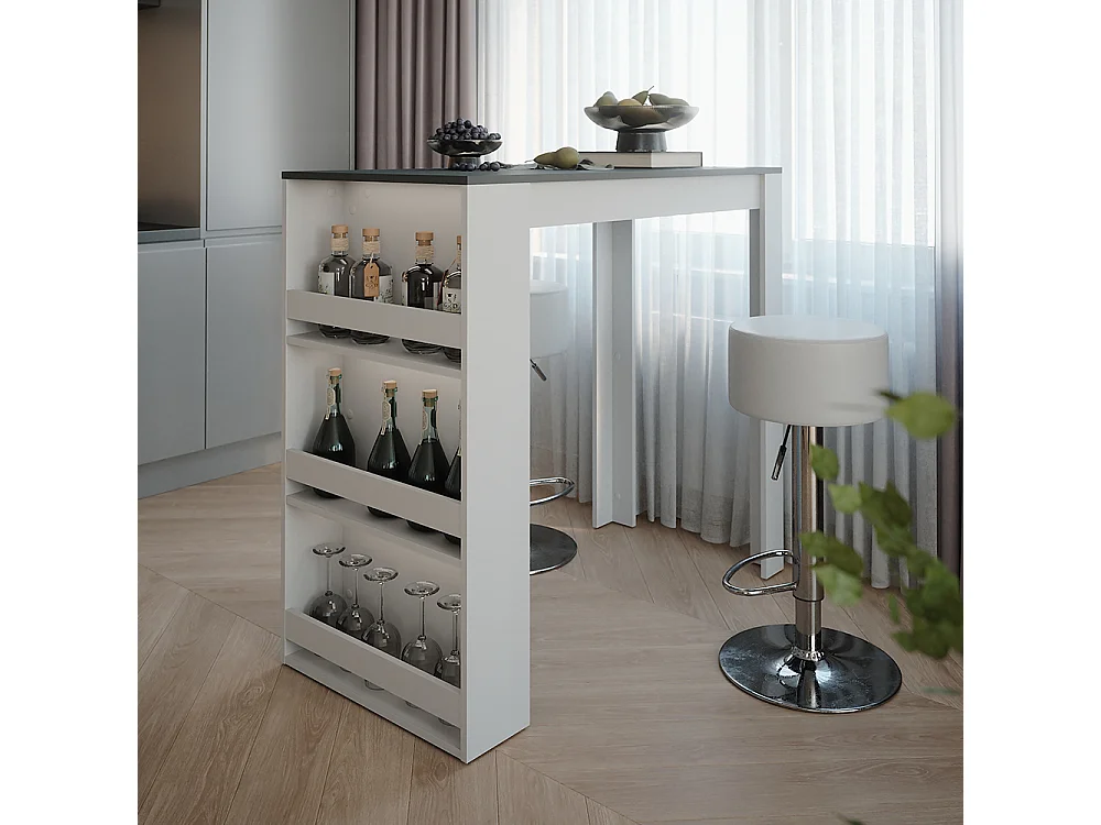 tavolo bar con sgabelli bianco/antracite 57x117x106 repose
