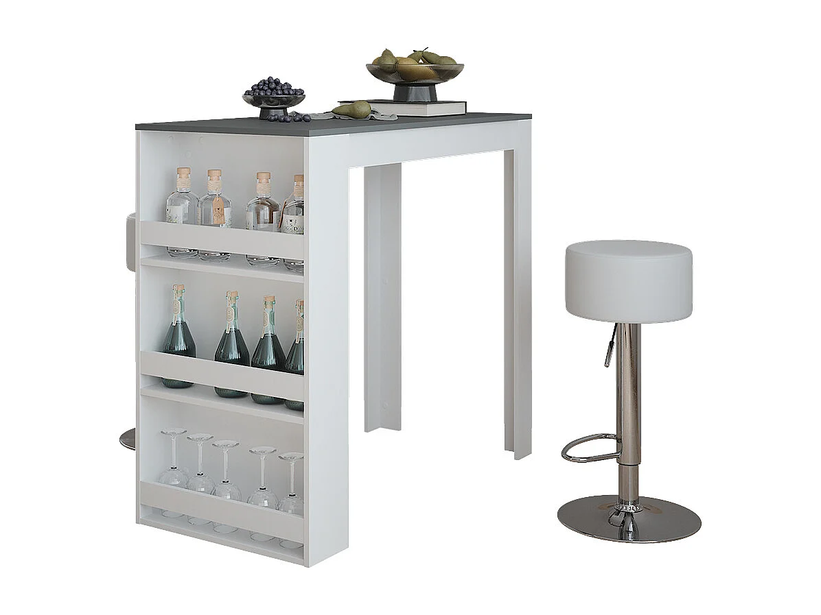 Set de table de bar blanc/anthracite 57x117x106 repose