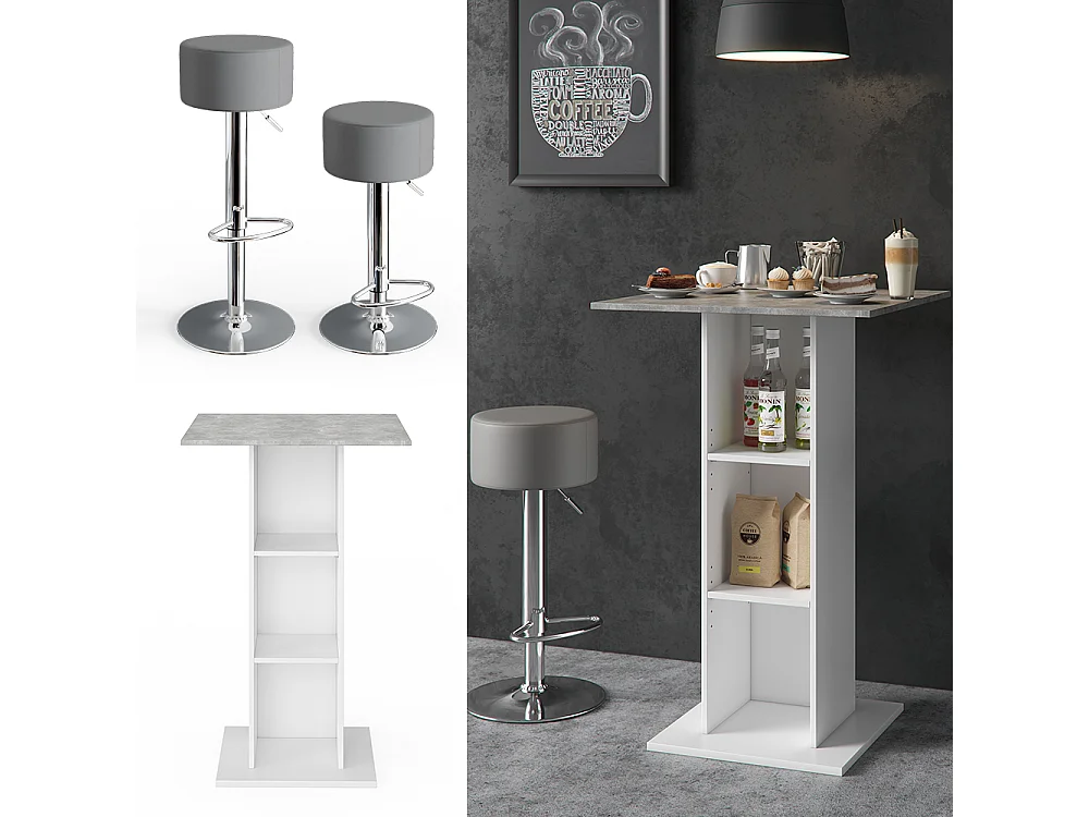 Set de table de bar béton 70x70x109 rodeo