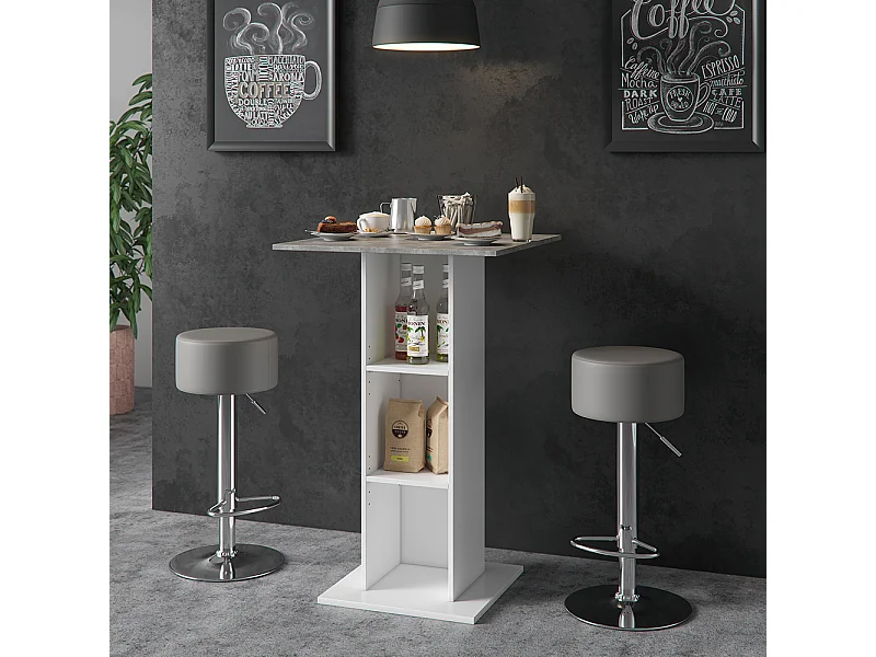 Tavolo bar con sgabelli calcestruzzo 70x70x109 rodeo