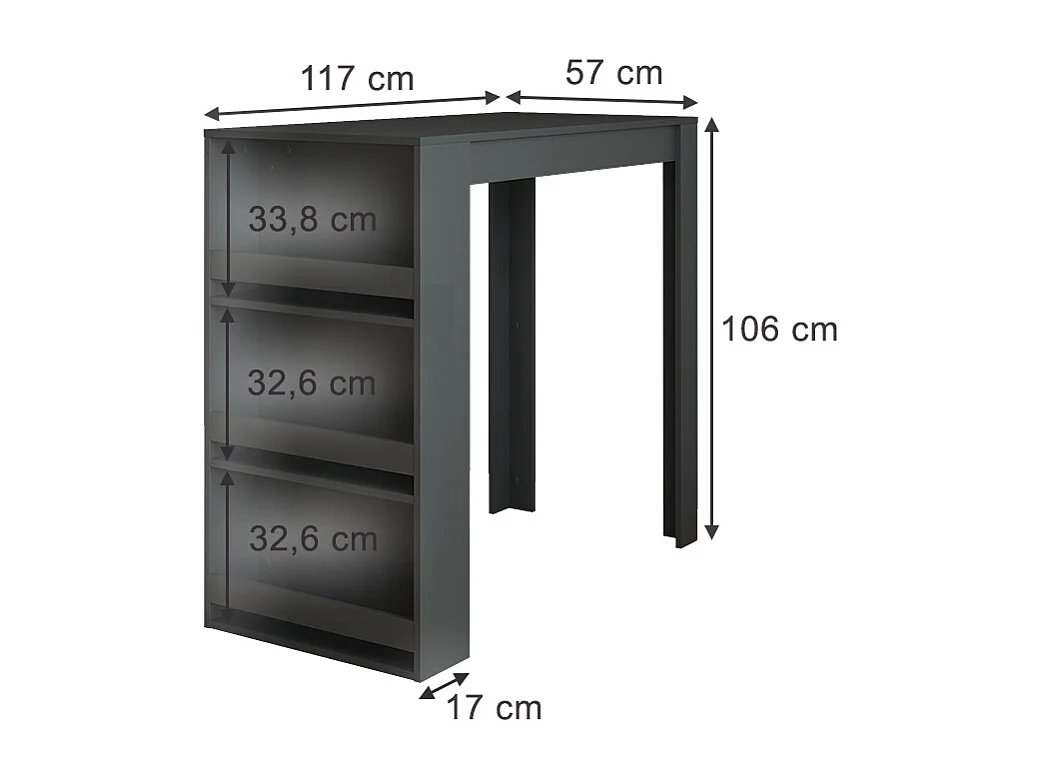 Bartisch anthrazit 57x117x106 repose
