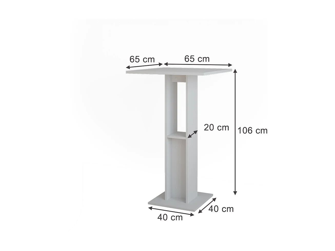 Table de bar blanc 65x65x106 repose