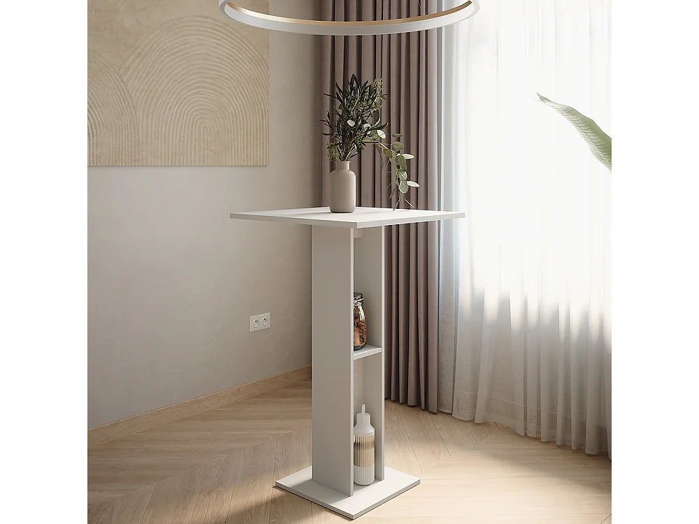 Table de bar blanc 65x65x106 repose